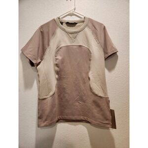 Lululemon SLNSH NWT Slim Fit Short Sleeve Top L Taupe Colorblock‎
